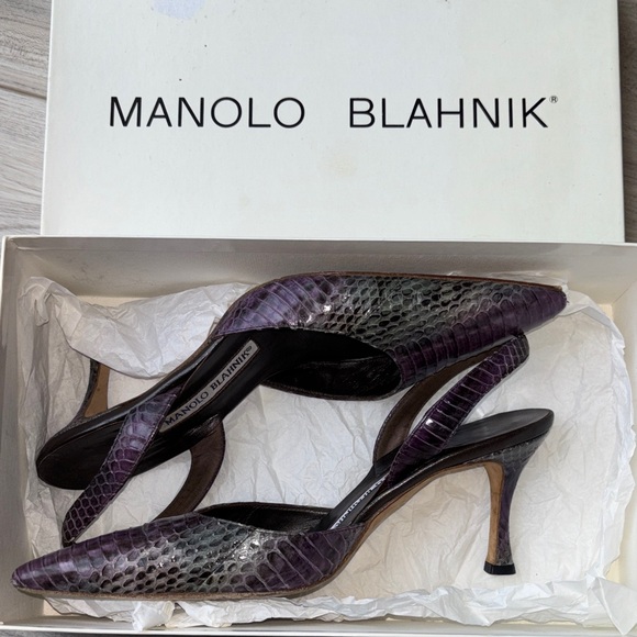 Manolo Blahnik Purple Snakeskin Heels - Picture 4 of 4